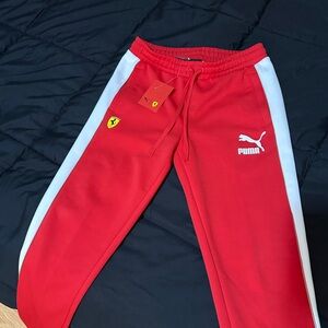 Ferrari Red and White Joggers with Logo